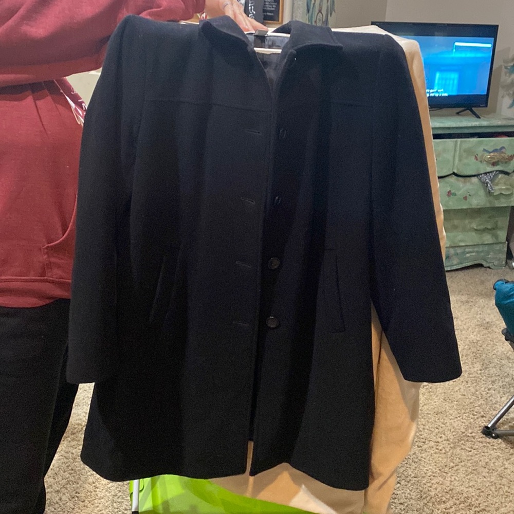 L 14-16 Covington fully lined black wool and nylon coat